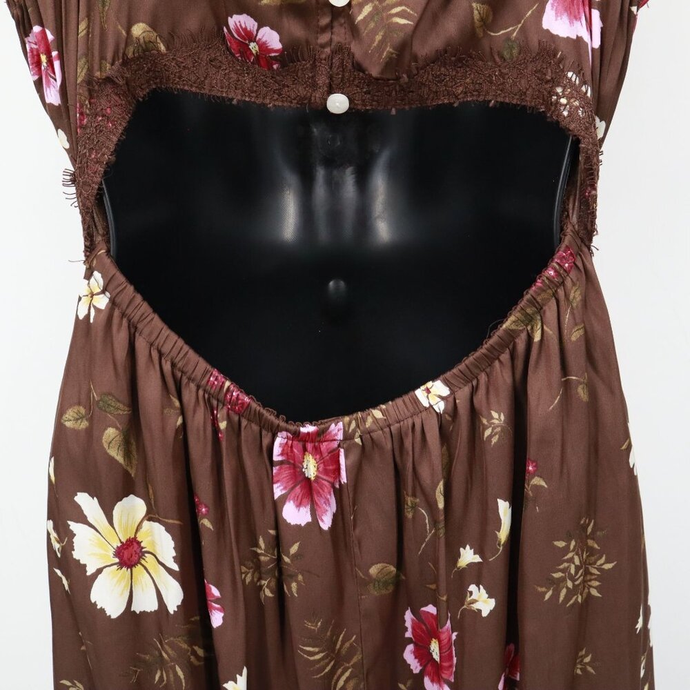 Old Navy Slip Dress Women M Brown Bloomcore Feminine Cottagecore Girly Y2K Style - Picture 13 of 16